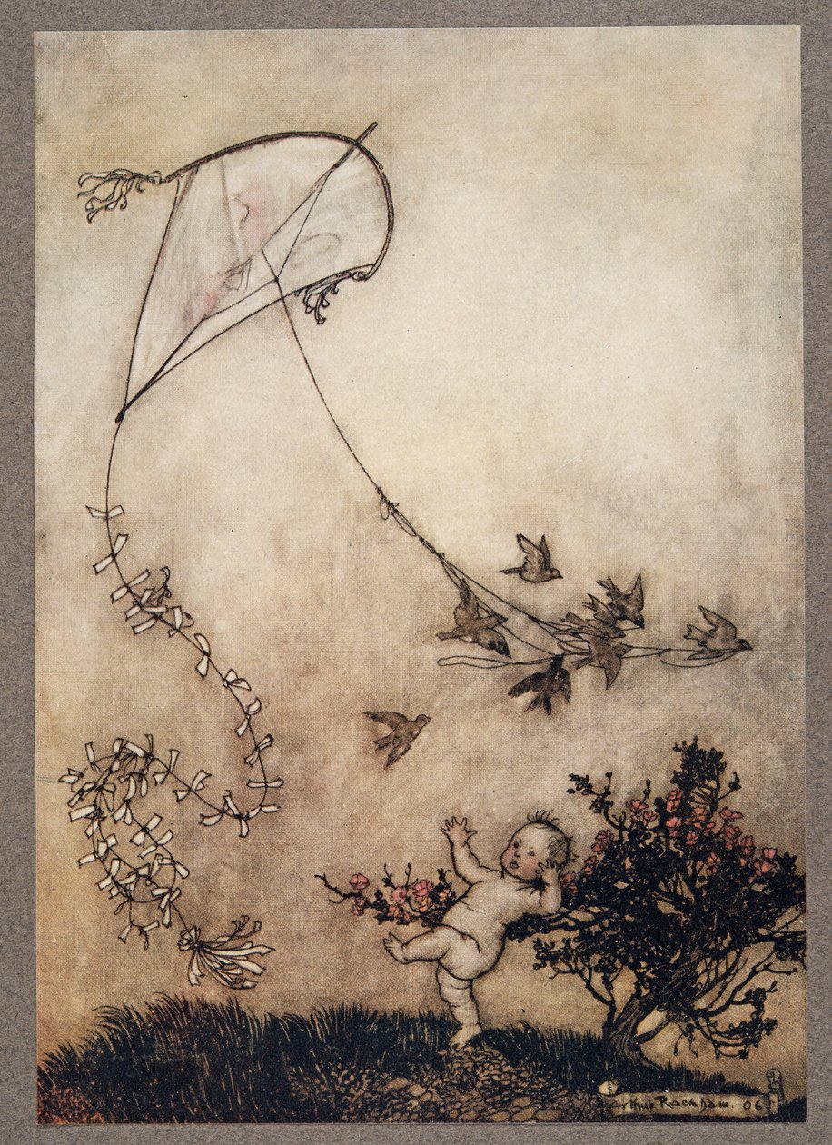 彼得尖叫着再做一次！从JM Barrie（1860  -  1937），酒吧的肯辛顿花园的Peter Pan那里，他们做了好几次。 1906年 作者 亚瑟·拉克汉姆（Arthur Rackham）