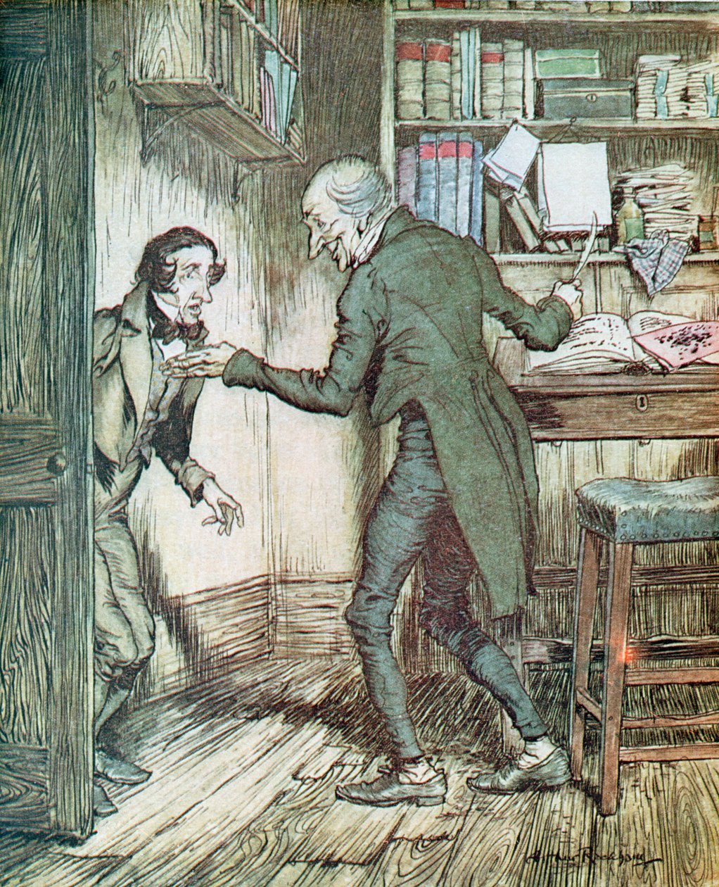 来自狄更斯&39;A Christmas Carol&39;的斯克罗吉和鲍勃克拉奇 作者 亚瑟·拉克汉姆（Arthur Rackham）