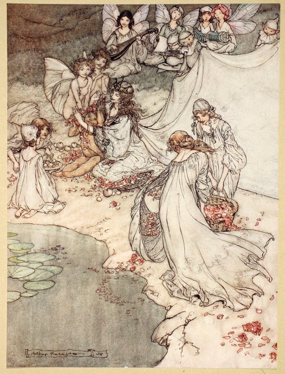 1908年威廉·莎士比亚的“仲夏夜之梦”中的插图从来没有如此美妙 作者 亚瑟·拉克汉姆（Arthur Rackham）