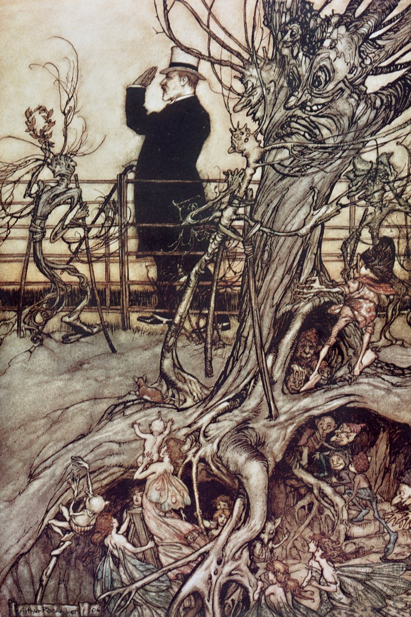 肯辛顿花园（Kensington Gardens）位于伦敦，国王生活在肯辛顿花园（Jens Barrie）的“彼得潘（Peter Pan in Kensington Gardens）”，1906年 作者 亚瑟·拉克汉姆（Arthur Rackham）