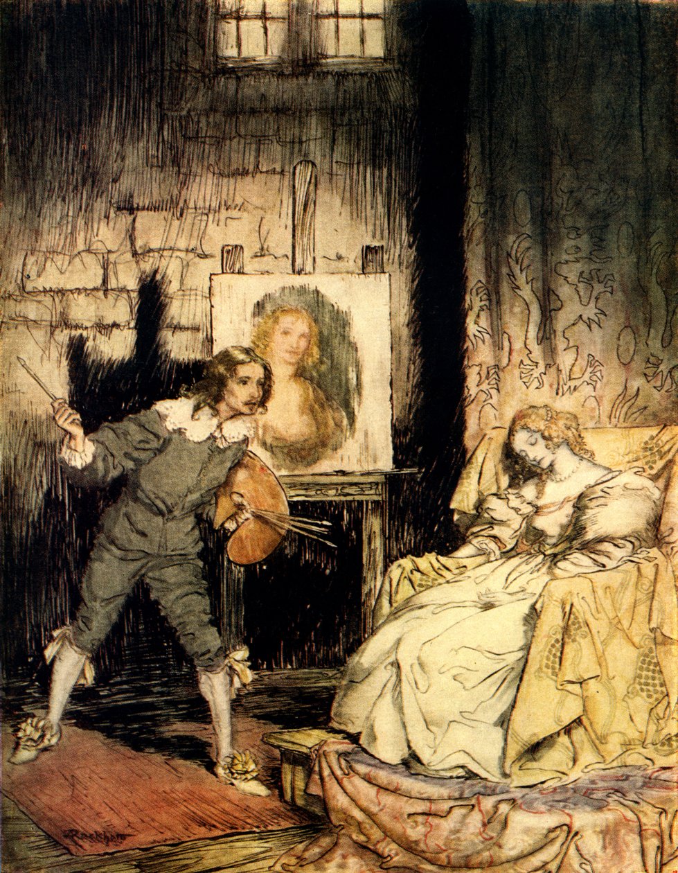 埃德加爱伦坡的椭圆形肖像 作者 亚瑟·拉克汉姆（Arthur Rackham）
