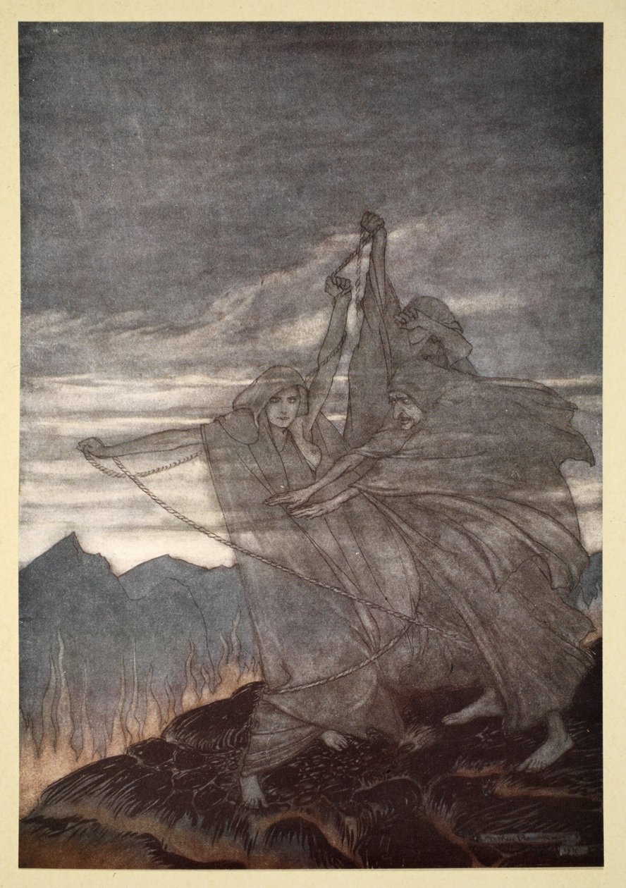 诺威斯消失了，从&39;齐格弗里德和众神的暮色&39;插图，1924年 作者 亚瑟·拉克汉姆（Arthur Rackham）