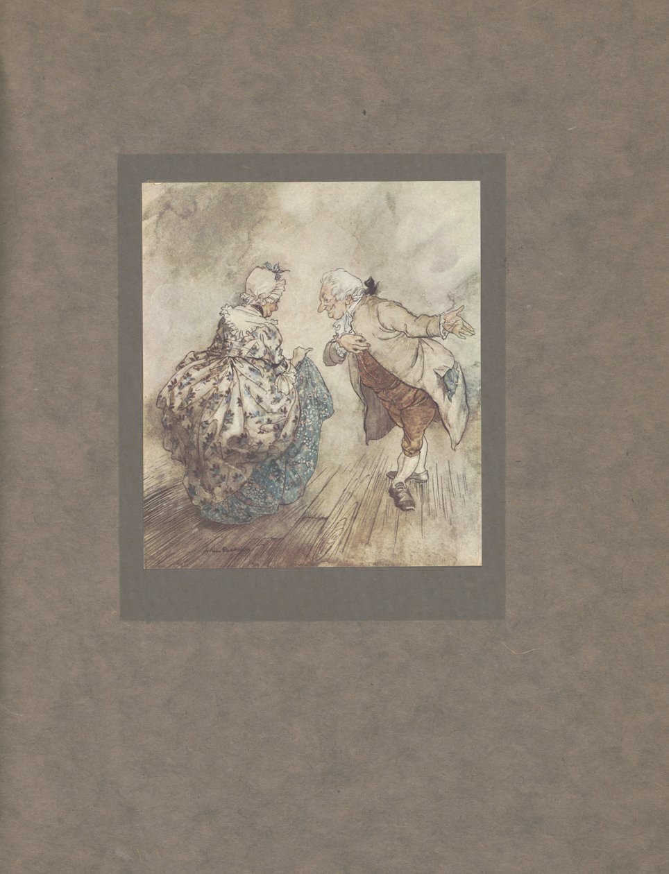 1915年，老Fezziwig站出来与Fezziwig夫人共舞 作者 亚瑟·拉克汉姆（Arthur Rackham）