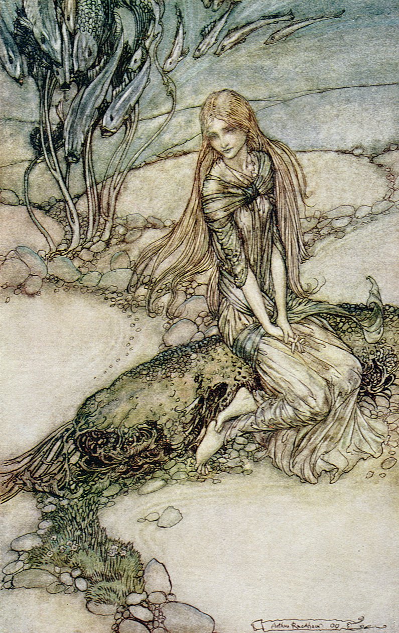 Undine，图书由Baron Friedrich de la Motte Fouque（1777-1843）1909年出版 作者 亚瑟·拉克汉姆（Arthur Rackham）