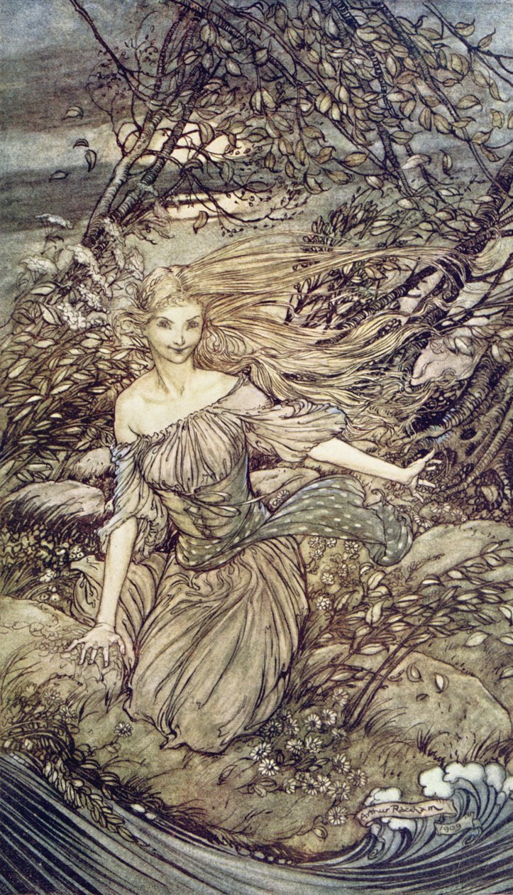 Undine，图书由Baron Friedrich de la Motte Fouque（1777-1843）1909年出版 作者 亚瑟·拉克汉姆（Arthur Rackham）