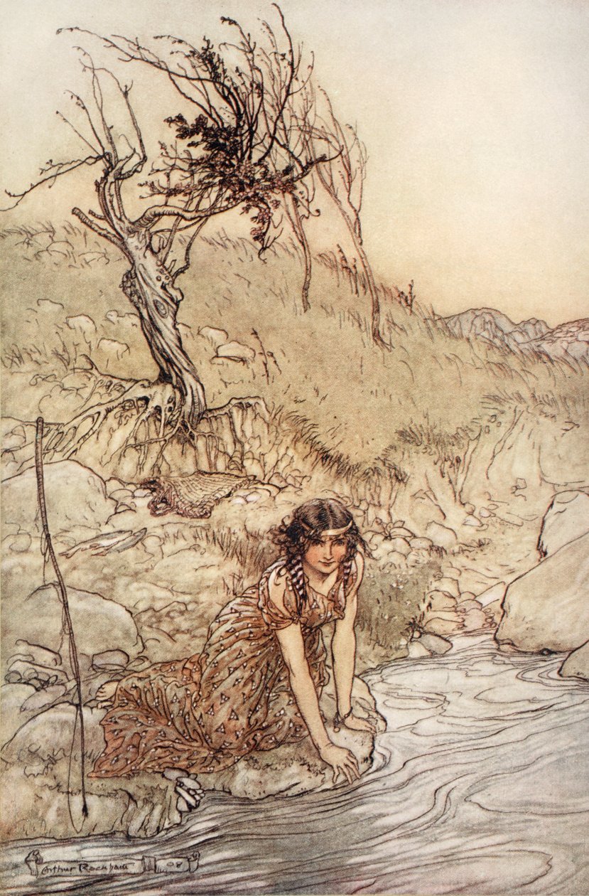 Hermia，来自威廉·莎士比亚的《仲夏夜之梦》的插图 作者 亚瑟（后）拉克汉姆