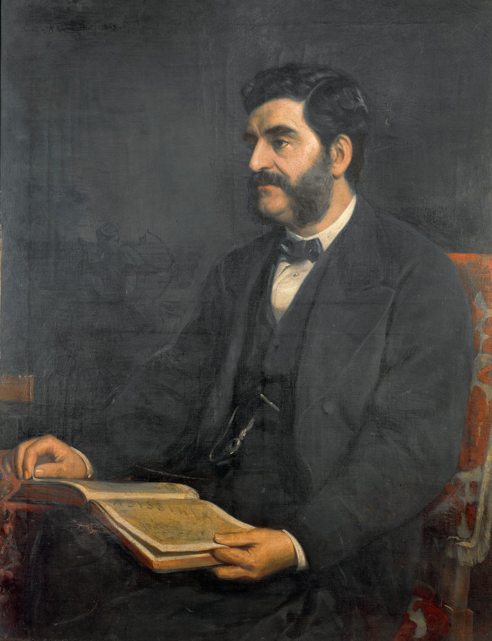 Hormuzd Rassam的肖像，1869年 作者 亚瑟·阿克兰·亨特