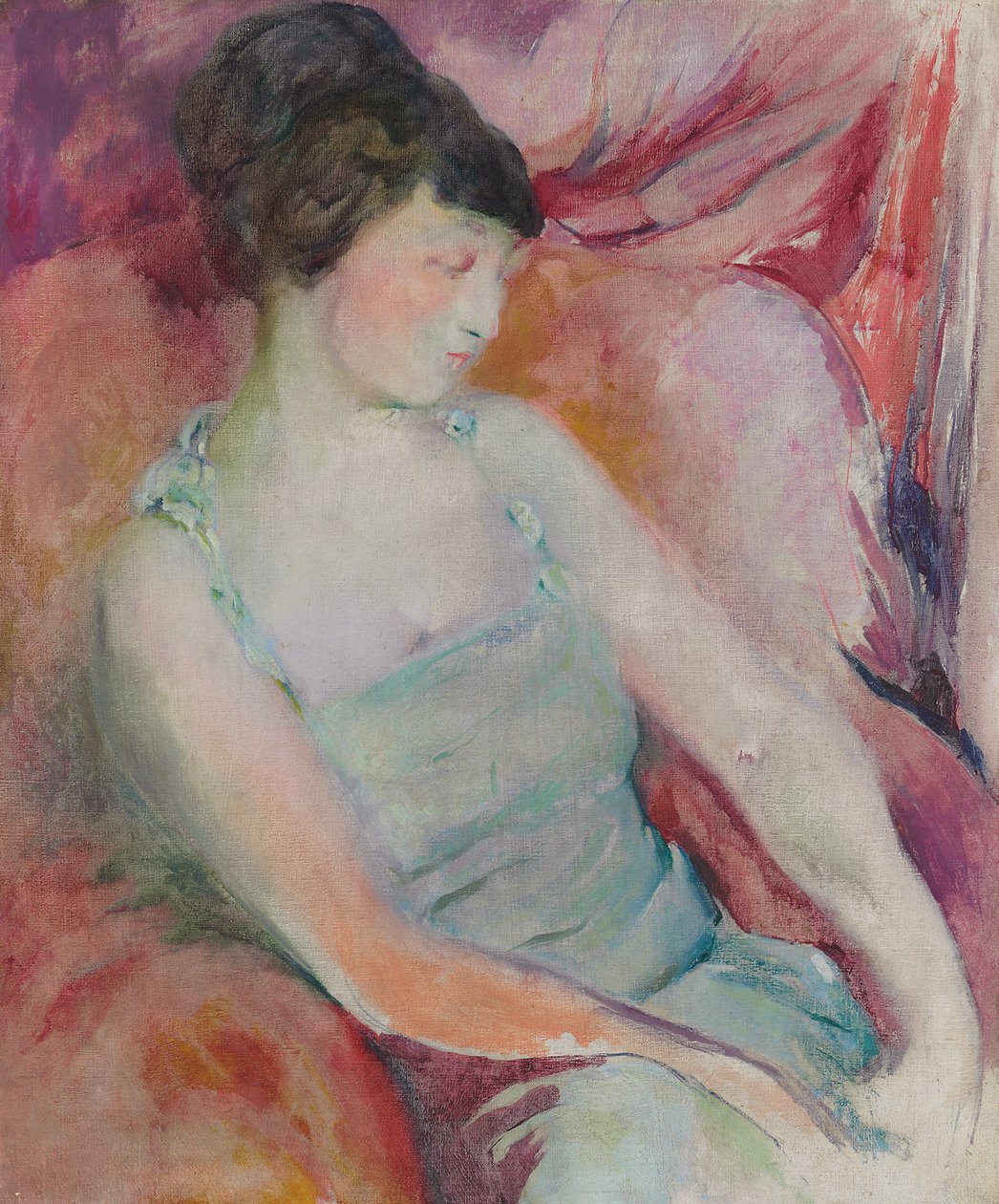 海伦·弗莱克·塞弗特的肖像，c.1921（布面油画） 作者 阿瑟·比彻·卡尔斯