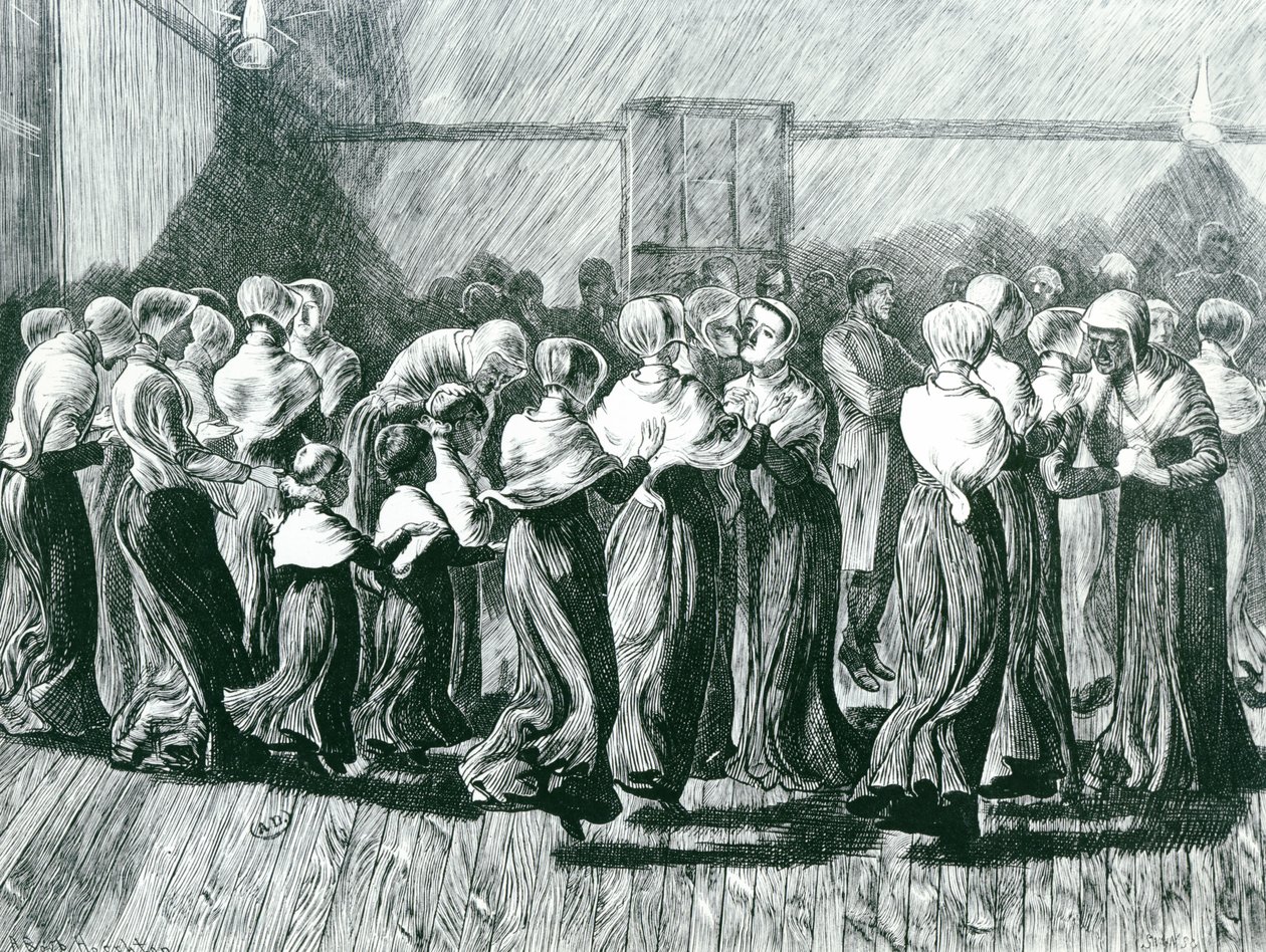 会议中的摇晃者：1870年5月14日出版的宗教舞蹈，插图，The Graphic 作者 阿瑟·博伊德·霍顿