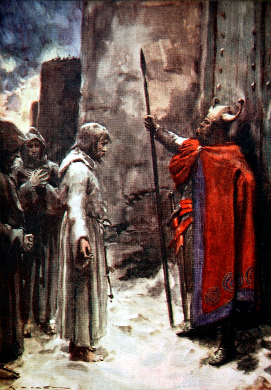意大利卡诺萨城门外的德国亨利四世，1077年 1913年 作者 阿瑟·C·迈克尔