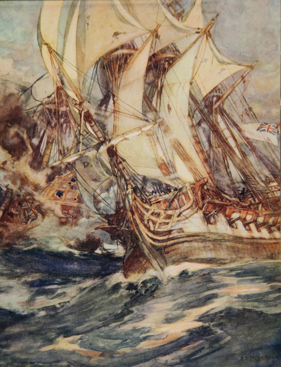 明亮的美杜莎，插图来自 Henry Newbolt（1862-1938）酒吧的“德雷克的鼓和其他海洋之歌”。 1905（彩色石版画） 作者 亚瑟·大卫·麦考密克