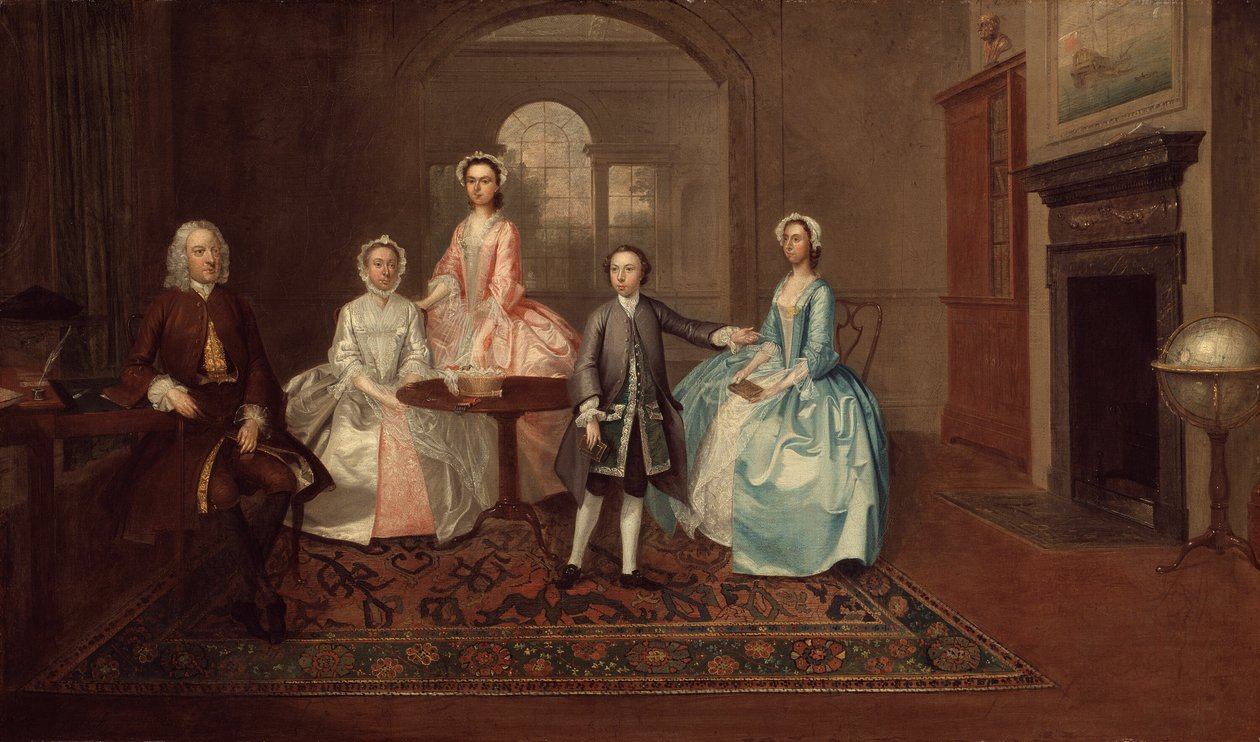 约翰-汤林森和他的家庭，1745年。 作者 亚瑟·戴维斯（Arthur Devis）