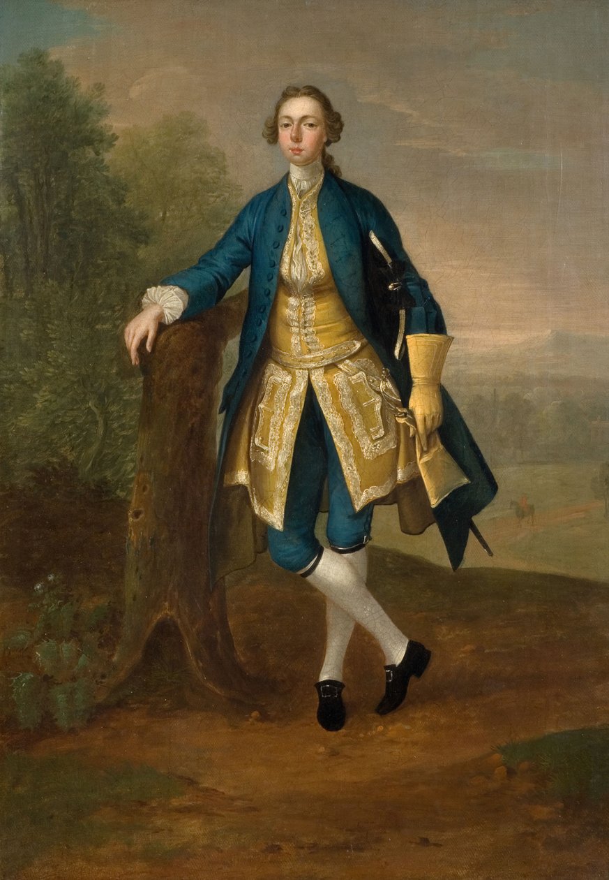 一个穿蓝衣服的人的肖像，1785年。 作者 亚瑟·戴维斯（Arthur Devis）