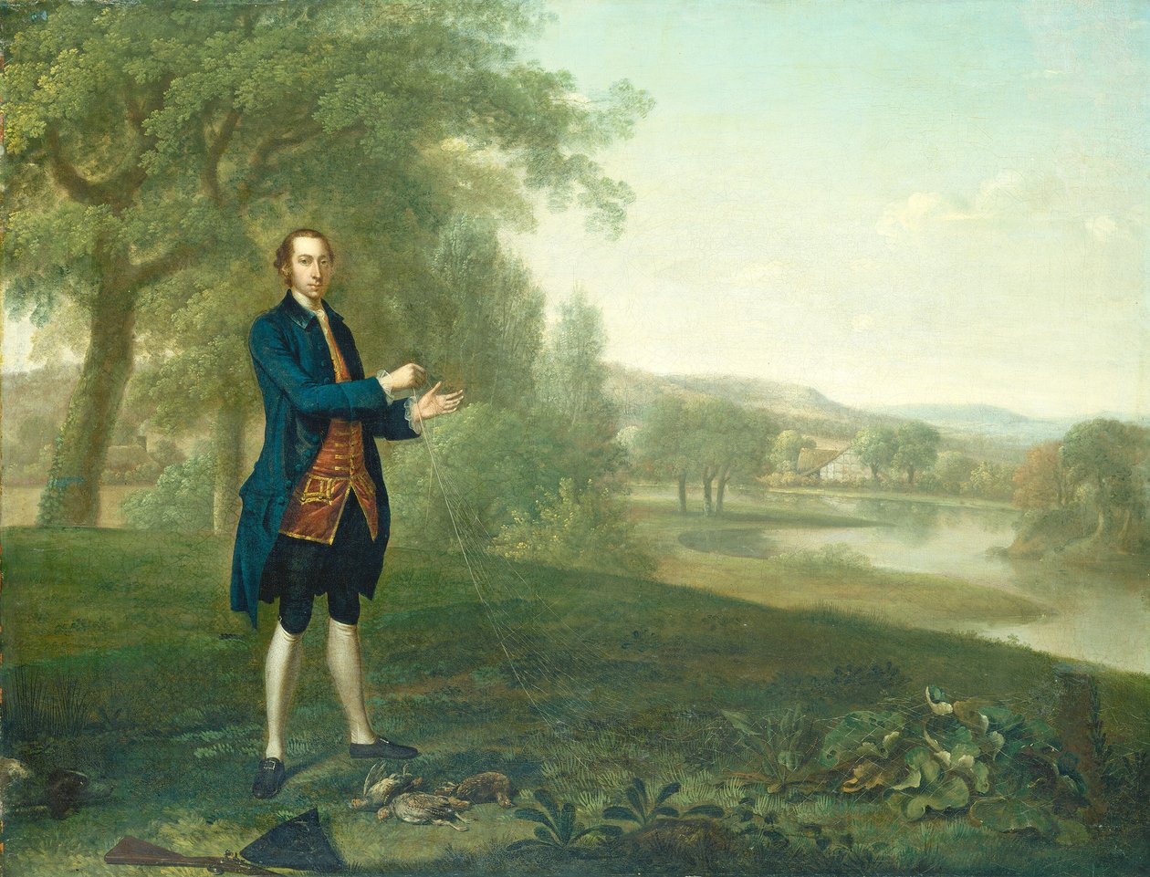 捕捉鹌鹑的绅士画像 作者 亚瑟·戴维斯（Arthur Devis）