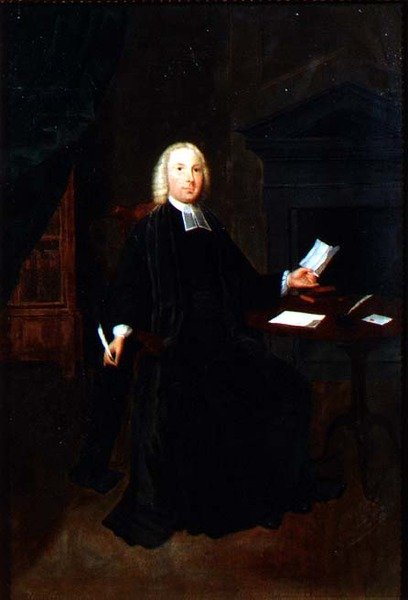 威廉-法林顿牧师的肖像，兰开夏郡利的牧师，约1741-42（布面油画）。 作者 亚瑟·戴维斯（Arthur Devis）