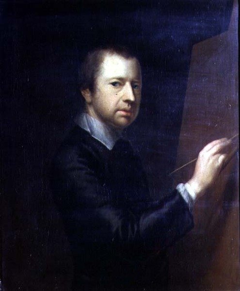自画像，约1754年（布面油画） 作者 亚瑟·戴维斯（Arthur Devis）