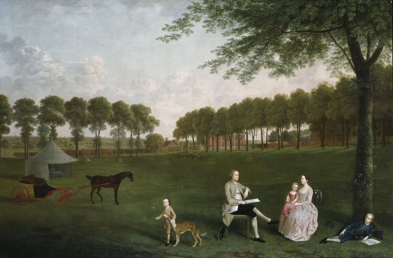 邵逸夫爵士和他的家人在肯特郡Eltham Lodge的公园里，1761年 作者 亚瑟·戴维斯（Arthur Devis）
