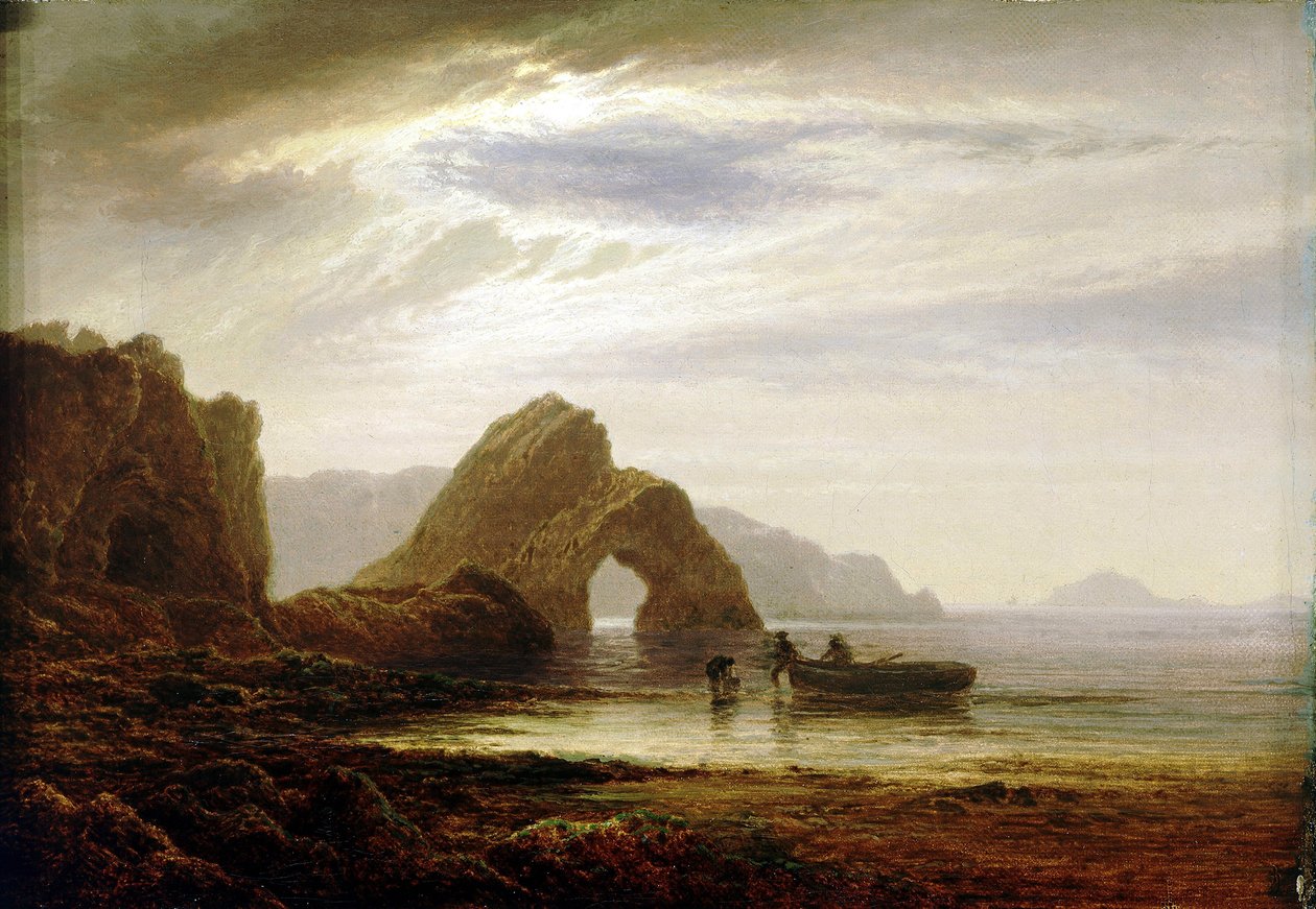 英格兰坦比附近吉尔塔角的月光，从南面望去。布面油画，约 1872-1874 年，作者亚瑟-吉尔伯特（1819-1885 年）。 作者 阿瑟·吉尔伯特