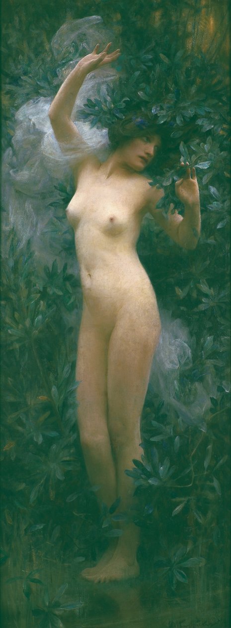 达芙妮》，约 1890 年（布面油画） 作者 亚瑟·哈克