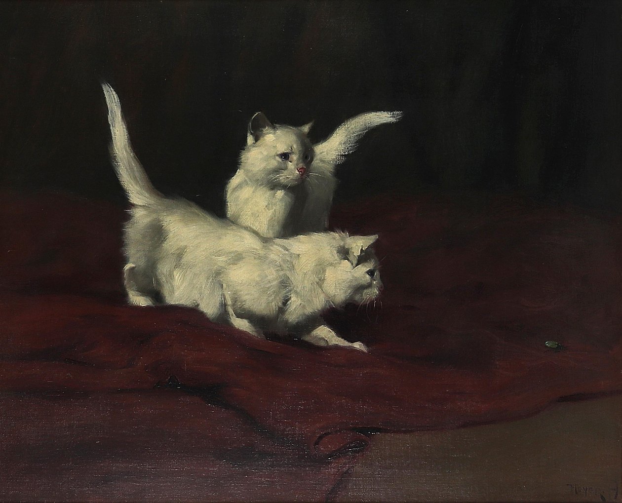 亚瑟-海尔 小猫在看甲虫 作者 亚瑟·海耶（Arthur Heyer）
