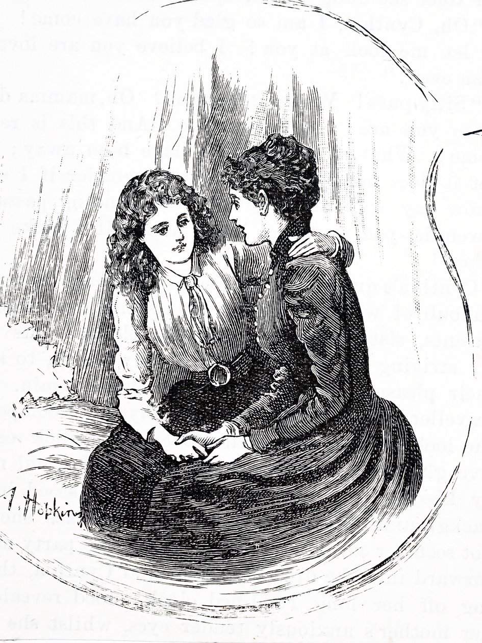 Sisters exchanging confidences 作者 亚瑟·霍普金斯