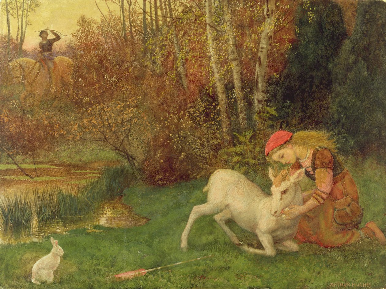 The White Hind，c.1870（水粉） 作者 亚瑟·休斯