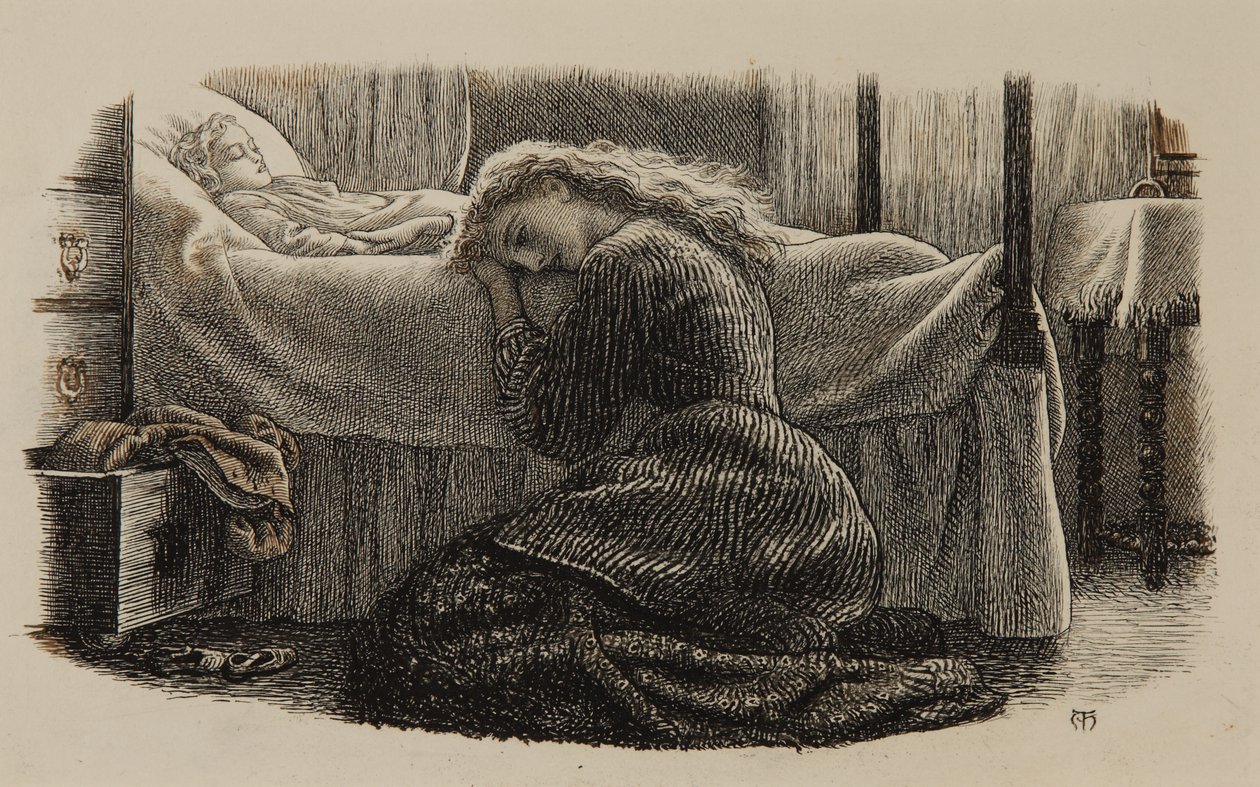 幼童之死》，约 1865 年（纸本水墨画） 作者 亚瑟·休斯