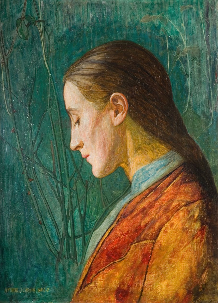一位反思的女士的肖像，1887年。 作者 亚瑟·约瑟夫·加斯金