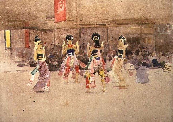 爪哇舞者（纸上水彩画 作者 亚瑟·梅尔维尔