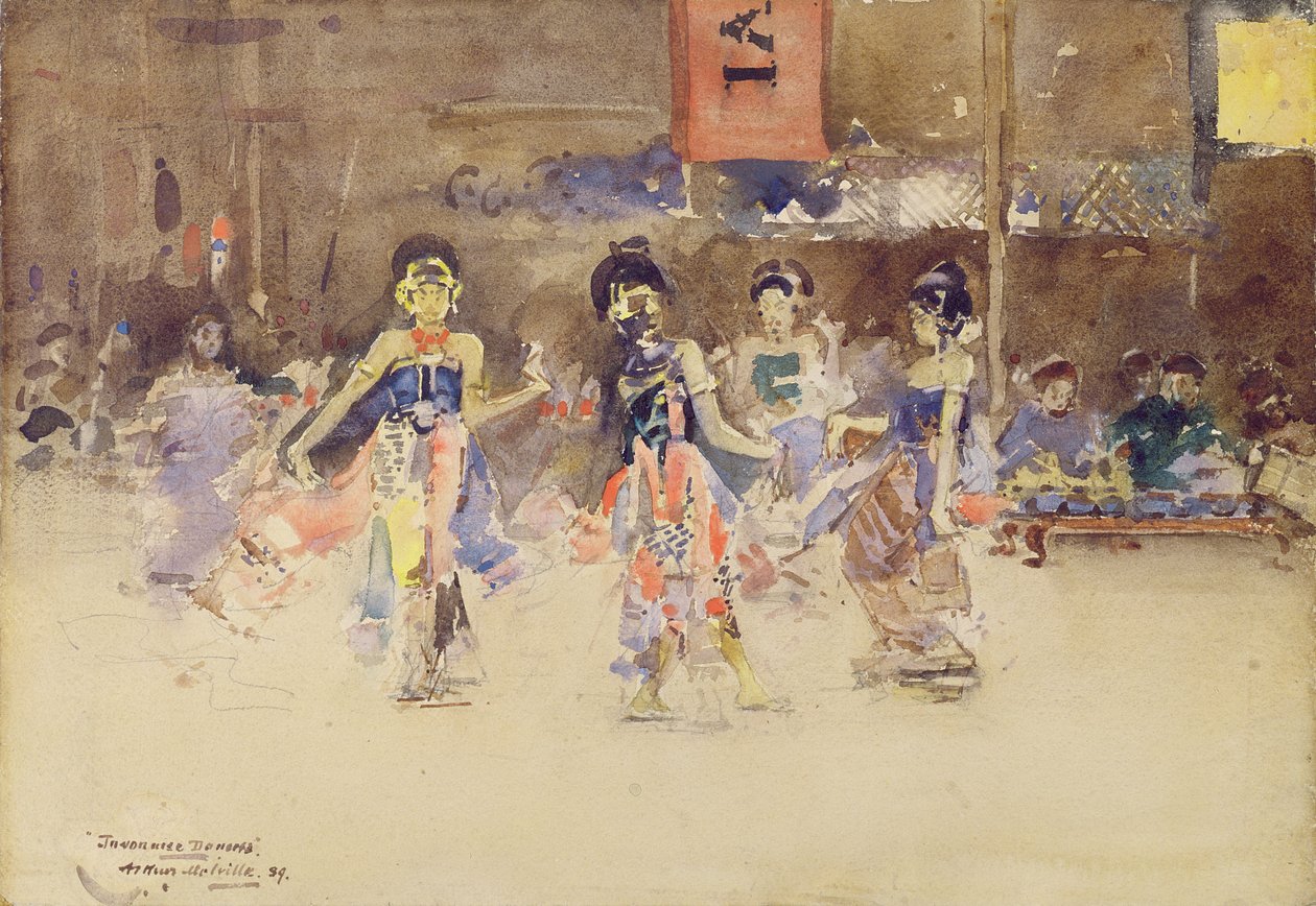 爪哇舞者，1889年（纸上写着） 作者 亚瑟·梅尔维尔
