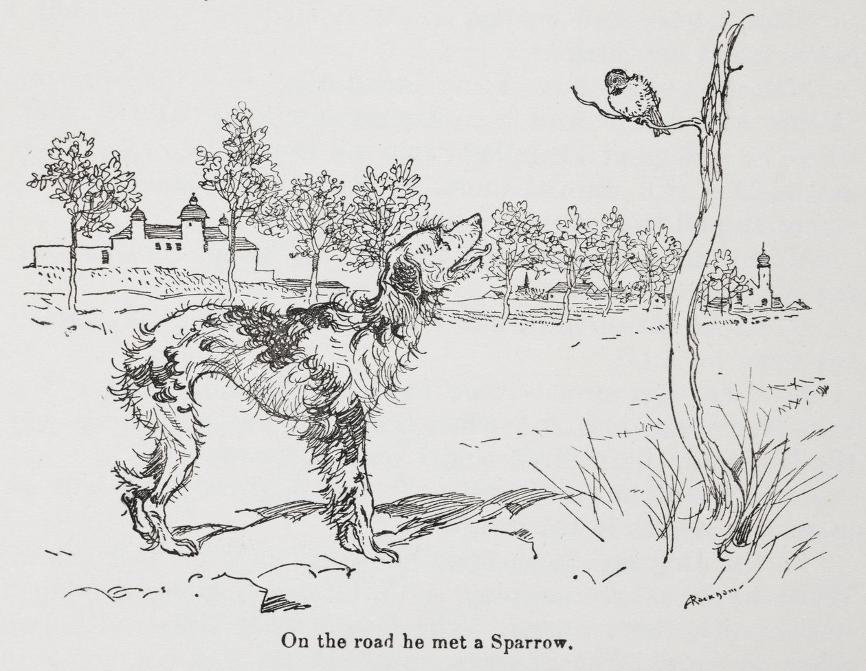 一只狗和一只麻雀 作者 亚瑟·拉克汉姆（Arthur Rackham）