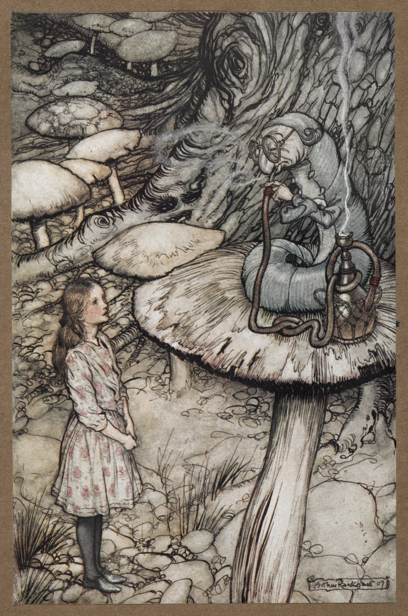 Alice talking to the Caterpillar who is sitting on a mushroom smoking a pipe   1452744   zh       chinese Successfully Translated  Original: Allegory of Justice, detail of the vault (fresco) Translat: Allegory of Justice, detail of the vault (fresco) 13995 作者 亚瑟·拉克汉姆（Arthur Rackham）