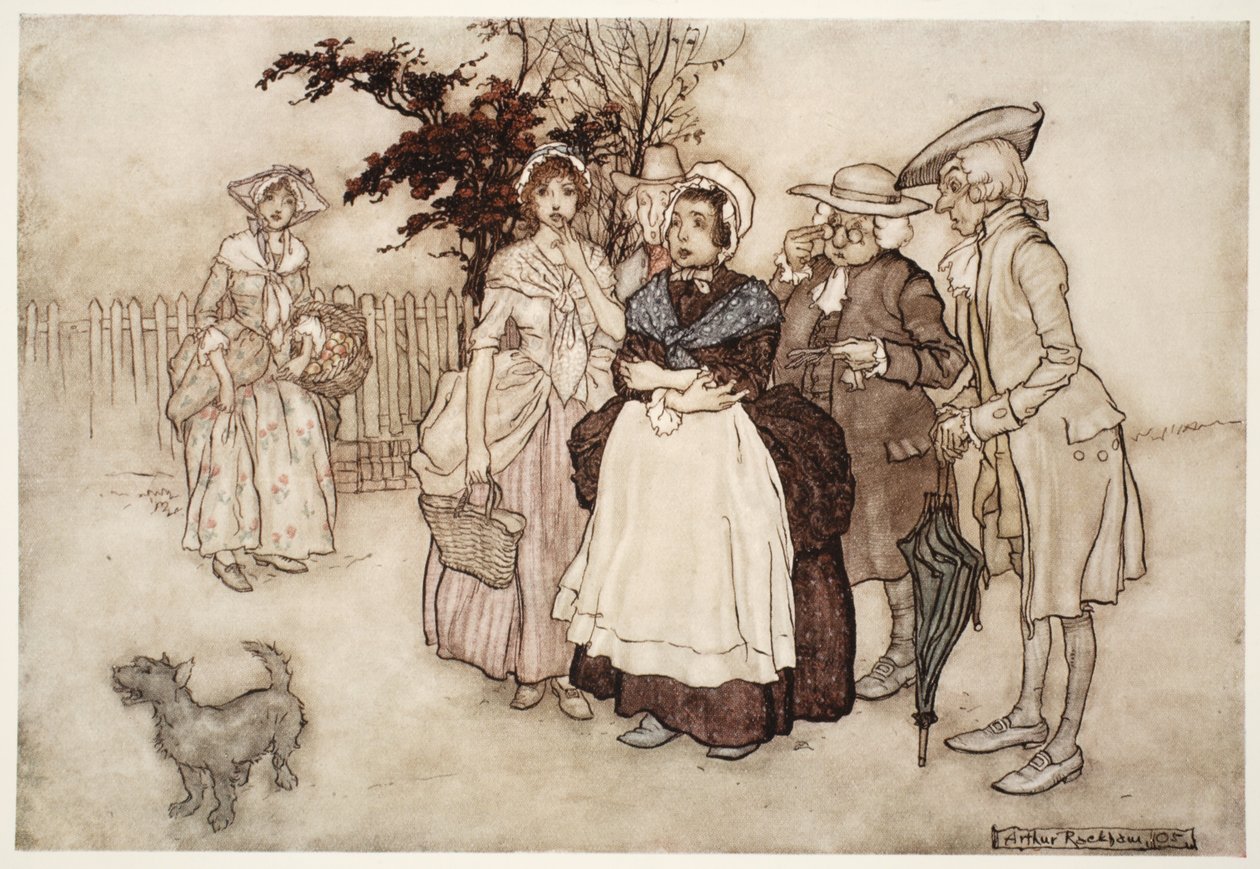 "All stood amazed.", from Rip Van Winkle by Washington Irving, pub. 1910 (colour litho) 作者 亚瑟·拉克汉姆（Arthur Rackham）