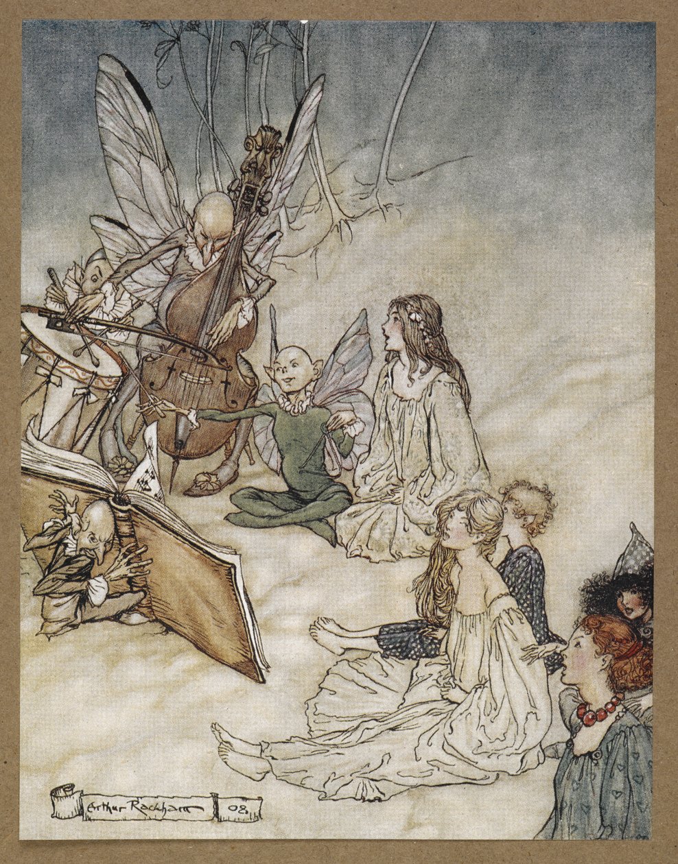 和一首童话之歌
仲夏夜之梦》中的一个场景。 作者 亚瑟·拉克汉姆（Arthur Rackham）