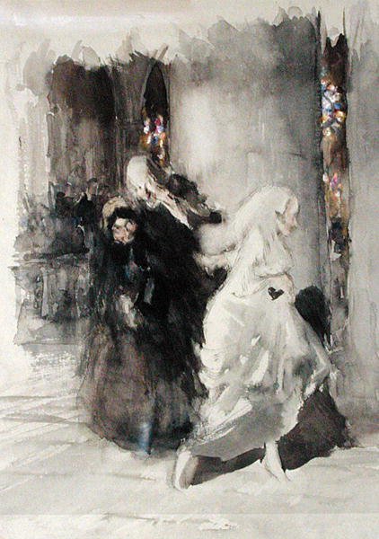 在婚礼上（纸上水彩） 作者 亚瑟·拉克汉姆（Arthur Rackham）