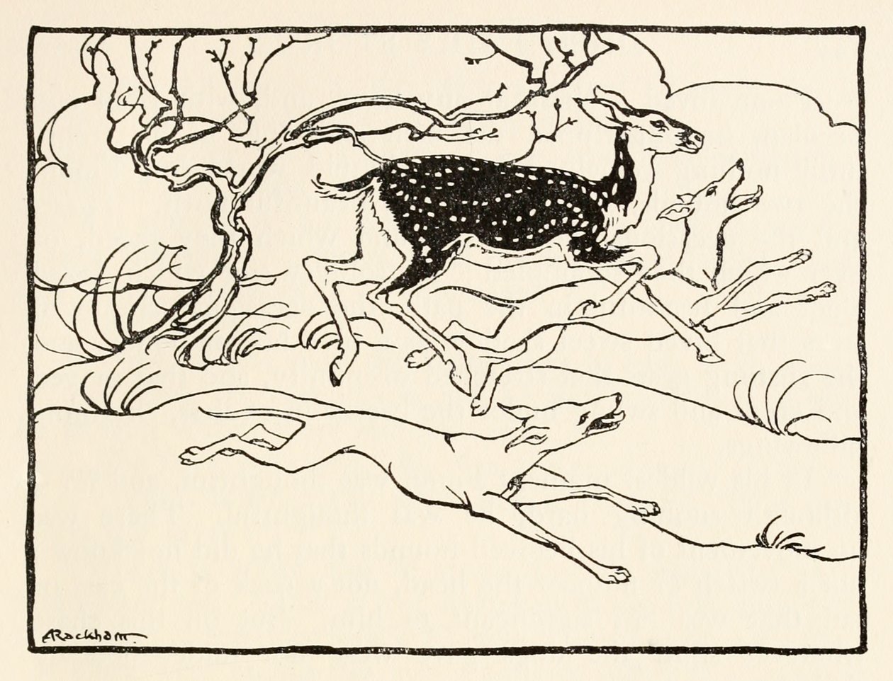 Becfola来自爱尔兰童话故事中的Becfola求爱的战车 作者 亚瑟·拉克汉姆（Arthur Rackham）