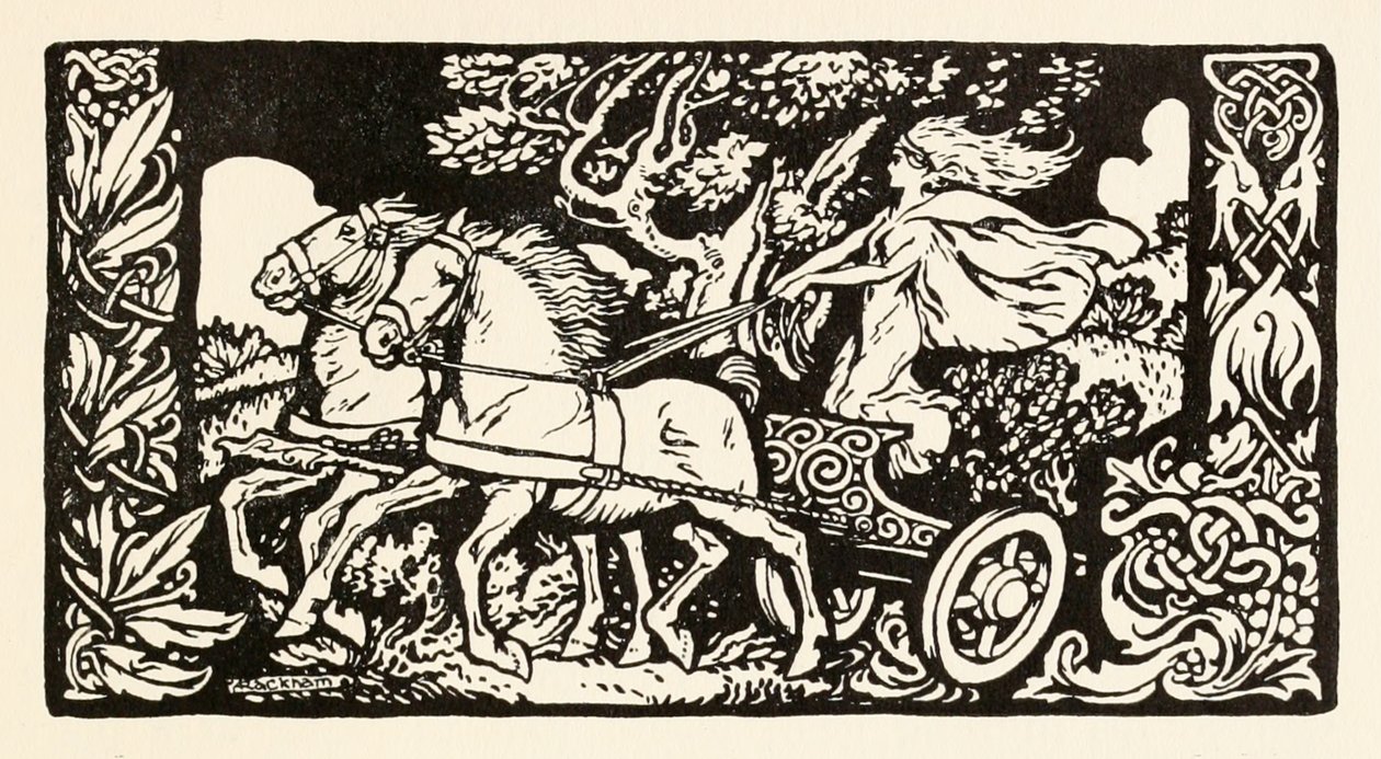 Becfola来自爱尔兰童话故事中的Becfola求爱的战车 作者 亚瑟·拉克汉姆（Arthur Rackham）