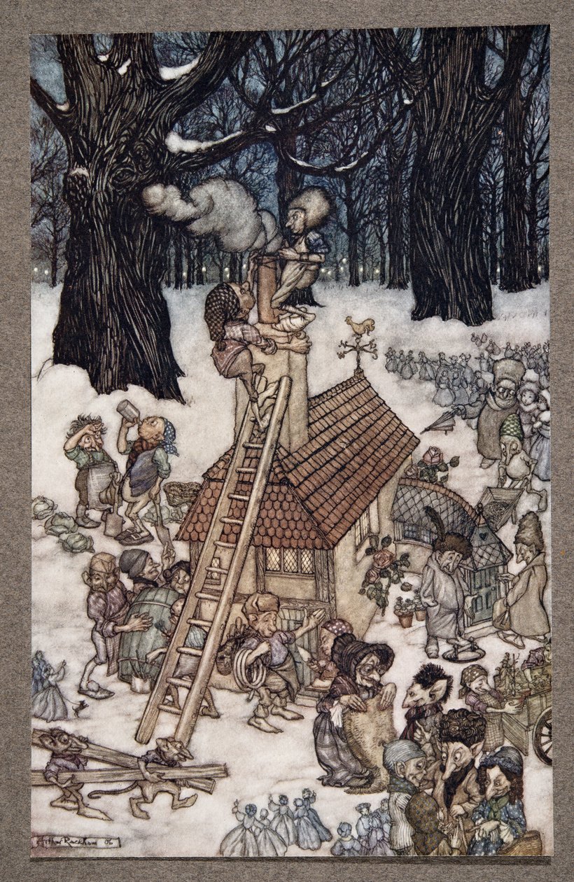 为Maimie建造房屋..来自JM Barrie（1860  -  1937）的Kensington Gardens的Peter Pan，酒吧。 1906年 作者 亚瑟·拉克汉姆（Arthur Rackham）