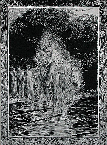跨越河流 作者 亚瑟·拉克汉姆（Arthur Rackham）