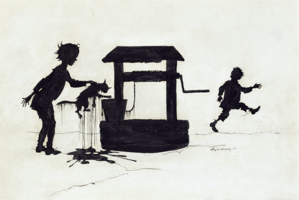 叮当贝尔，来自鹅妈妈的插图：旧童谣，1913年出版（钢笔墨水） 作者 亚瑟·拉克汉姆（Arthur Rackham）