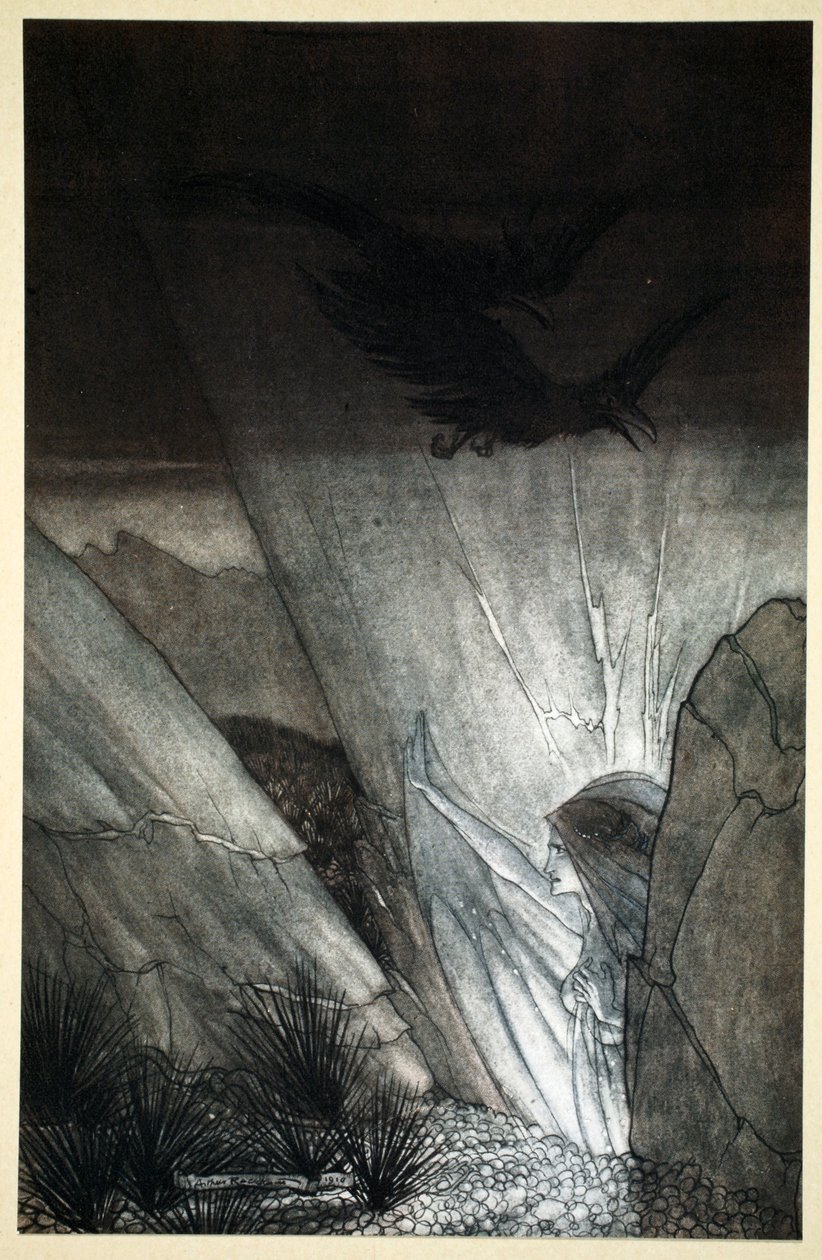 Erda bids thee beware》，1910年。   作者 亚瑟·拉克汉姆（Arthur Rackham）