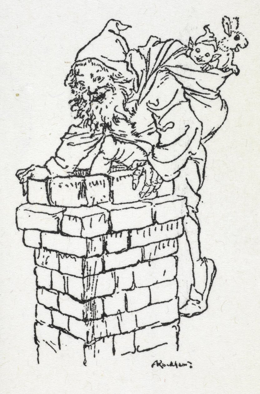 Father Christmas climbing down a chimney with a sack of gifts   1454019   zh       chinese Successfully Translated  Original: A View of Cessford and the Village of Caverton, Roxboroughshire in the Distance Translat: A View of Cessford and the Village of Ca 作者 亚瑟·拉克汉姆（Arthur Rackham）