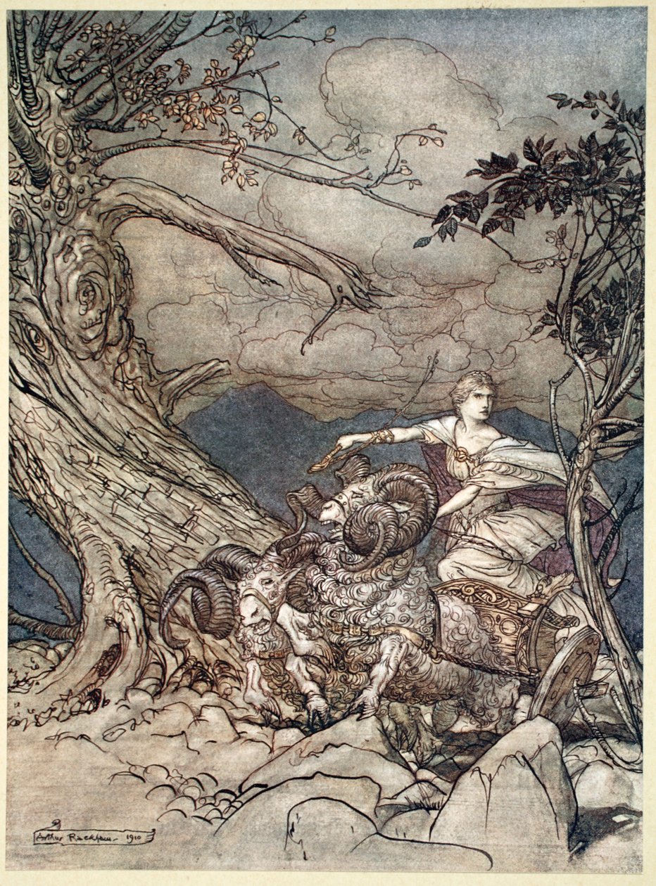 愤怒中的弗里卡走近》，1910年。   作者 亚瑟·拉克汉姆（Arthur Rackham）