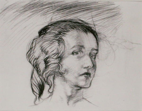 女孩的头（纸上铅笔画） 作者 亚瑟·拉克汉姆（Arthur Rackham）