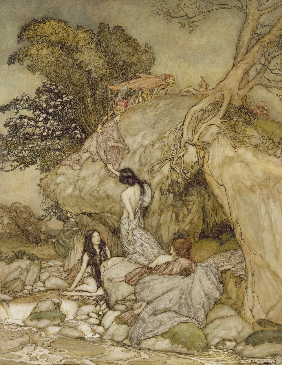 童话女孩，1906年（笔，墨水和厕所） 作者 亚瑟·拉克汉姆（Arthur Rackham）