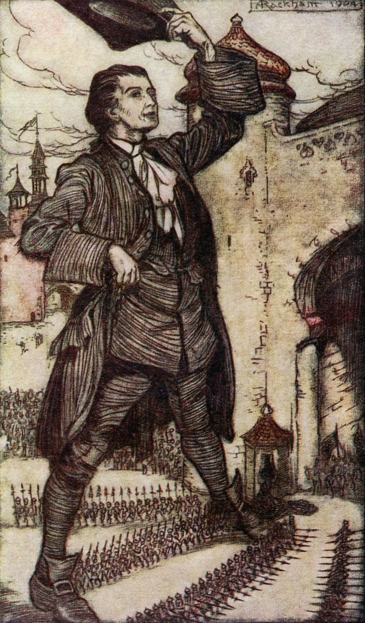 Gullivers由Johnathan Swift旅行 作者 亚瑟·拉克汉姆（Arthur Rackham）