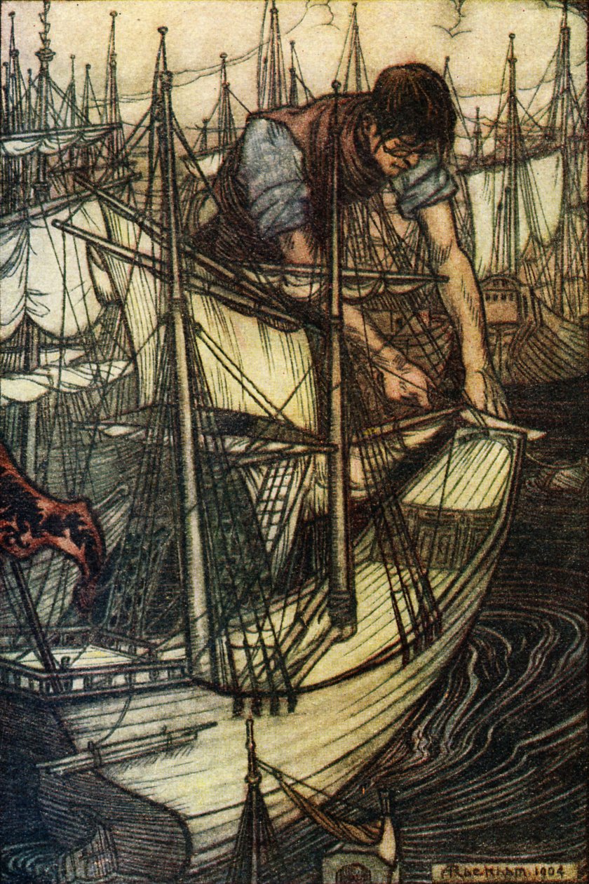 Gullivers由Johnathan Swift旅行 作者 亚瑟·拉克汉姆（Arthur Rackham）