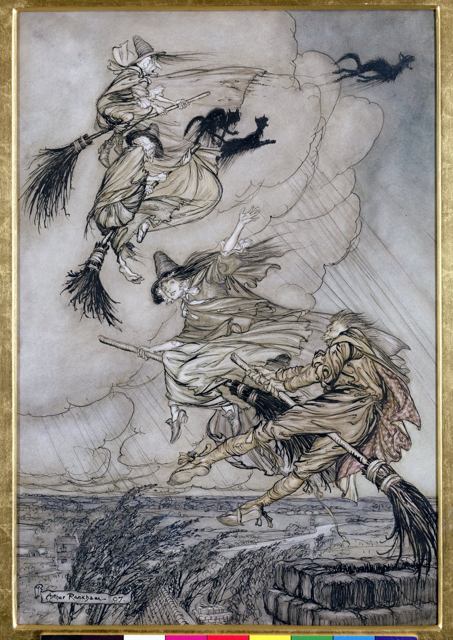 嘿!烟囱啦！嘿你之后！，1907年“欢乐世界传奇”中的插图（笔和墨水在纸上写着） 作者 亚瑟·拉克汉姆（Arthur Rackham）