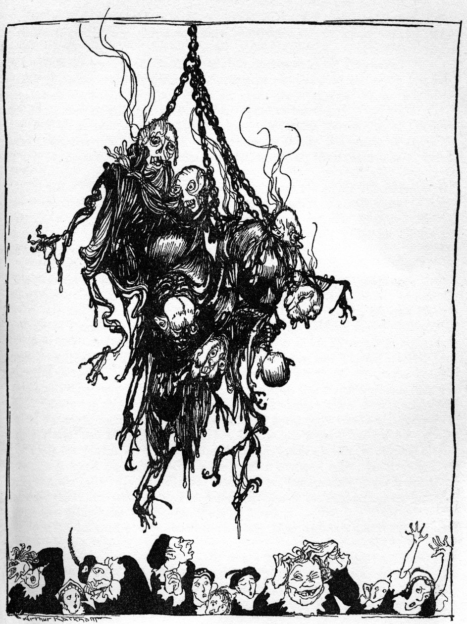 埃德加-爱伦-坡的 "合蛙 作者 亚瑟·拉克汉姆（Arthur Rackham）