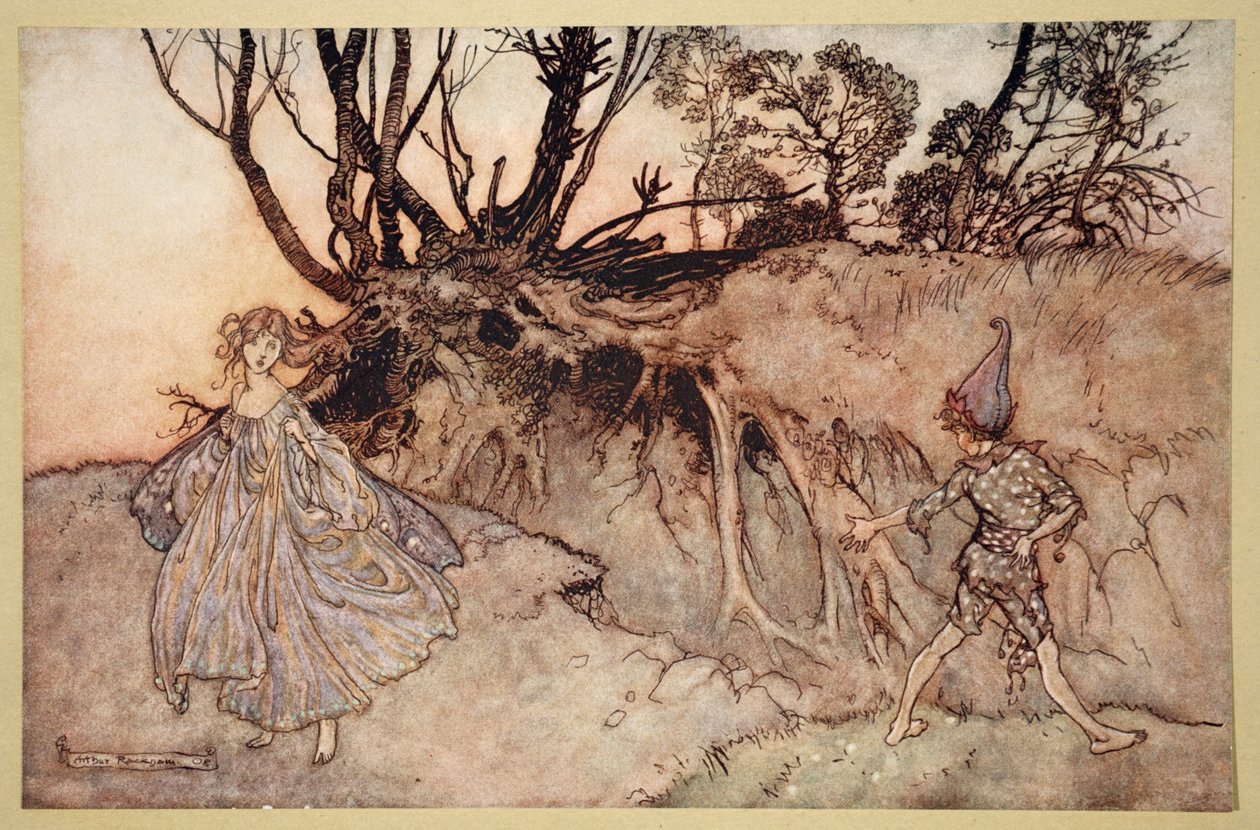 现在精神如何！ 1908年威廉·莎士比亚的“仲夏夜之梦”中的插图让你四处游荡 作者 亚瑟·拉克汉姆（Arthur Rackham）